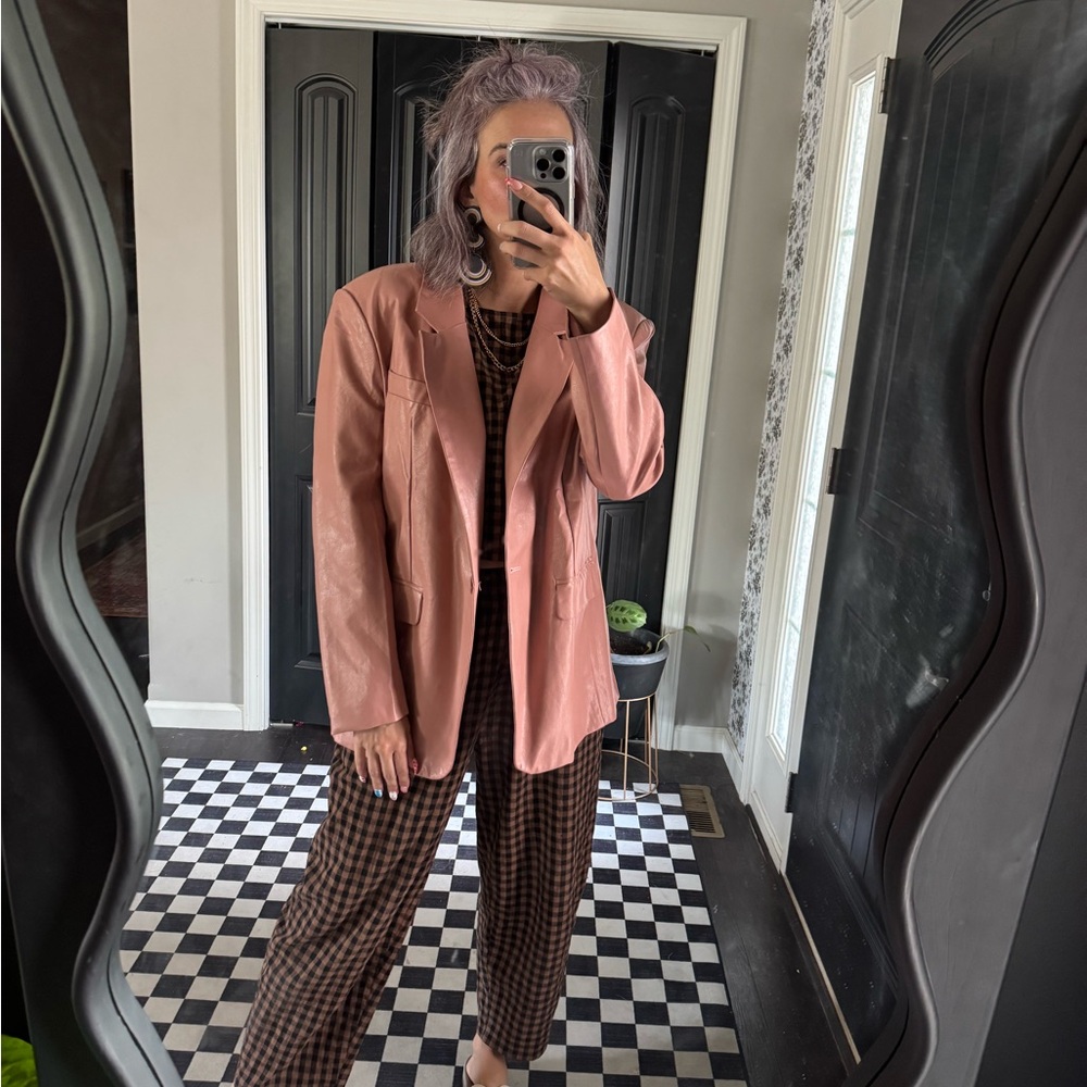 Nasty Gal Pink Faux Leather Blazer